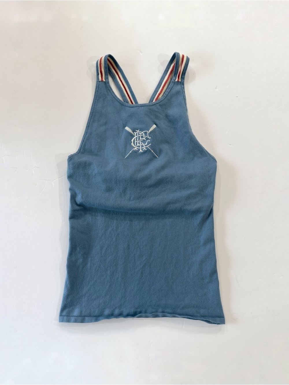 Ralph Lauren Rugby Women XS Dusty Blue Cotton Tie Back Tank Top Preppy Y2K